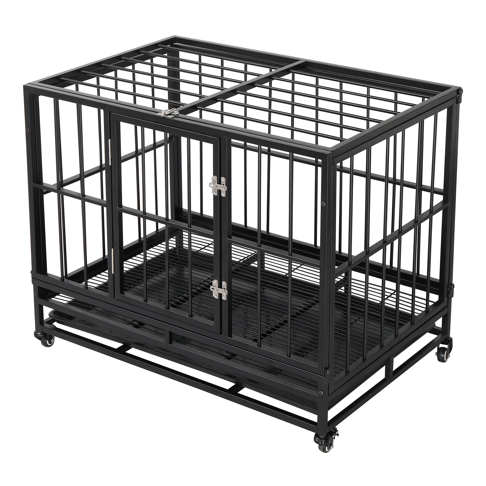 36.5" Portable Dog Crate Dog Cage Heavy Duty Dog Crate, Metal Pet Cage