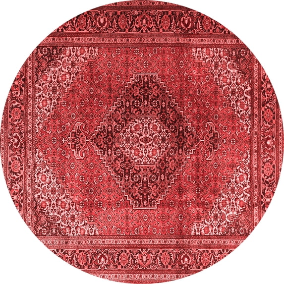 Ahgly Company Indoor Round Medallion Red Traditional Area Rugs, 5' Round