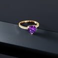 thumbnail image 4 of Gem Stone King 1.74 Ct Heart Shape Purple Amethyst 18K Yellow Gold Plated Silver Ring, 4 of 5