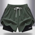 thumbnail image 4 of KPOPLK Women 2 in 1 Running Shorts High Waisted Athletic Shorts Gym Workout Shorts with Mesh Liner Zipper Pockets S-2XL Size M,AG, 4 of 8
