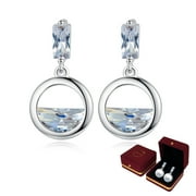 AIDAIL 925 Silver Crystal Jewelry Earring Collection, AAA+ Clear Crystal Waves