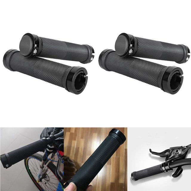 2 pares de empuñaduras de manillar de doble bloqueo Macarena antideslizante negro
