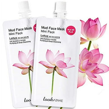 Look At Me Mud Mask Minis (2-Pack) Lotus, Clay Mask for Skin Care, Face Mask Beauty, Acne and Pore Clogging Moisturizing Clay Face Mask for your Sensitive Skin(Up to 4 Uses Per Pack)