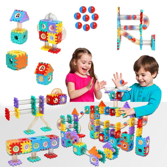 AOSITE 234 PCS STEM Marble Run Building Learning Toy Kid Gift Construction Race Track Marbles Run Building Block for 4 5 6 7 8 9 10 11 12Years, Creative Marble Run Games Boy Girl Birthday