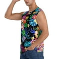 thumbnail image 3 of Lsque Colorful Flowers Print Men's Cotton Blend Sleeveless Muscle Shirts (S-3XL)- Moisture Wicking, Odor Protection, UPF 30+,X-Large, 3 of 8