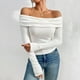 thumbnail image 1 of Blusa Mangas Largas Camiseta básica de manga larga para mujer, camisa informal para salir Ygjytge Blanco T M para Mujer, 1 of 5