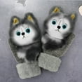 thumbnail image 4 of Women Girls Gloves Warm Soft Cute Cat Plush Convertible Flip Top Winter Fingerless Thick Mittens for Teen, 4 of 8