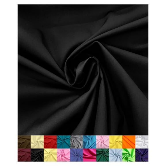 | Cotton Fabric for Sewing | Broadcloth Fabric | by The Yard | 60" Wide Roll | Lightweight, Breathable | Lining, Home Textile, Skirts, Tote Bags (Black, 4 Yard)