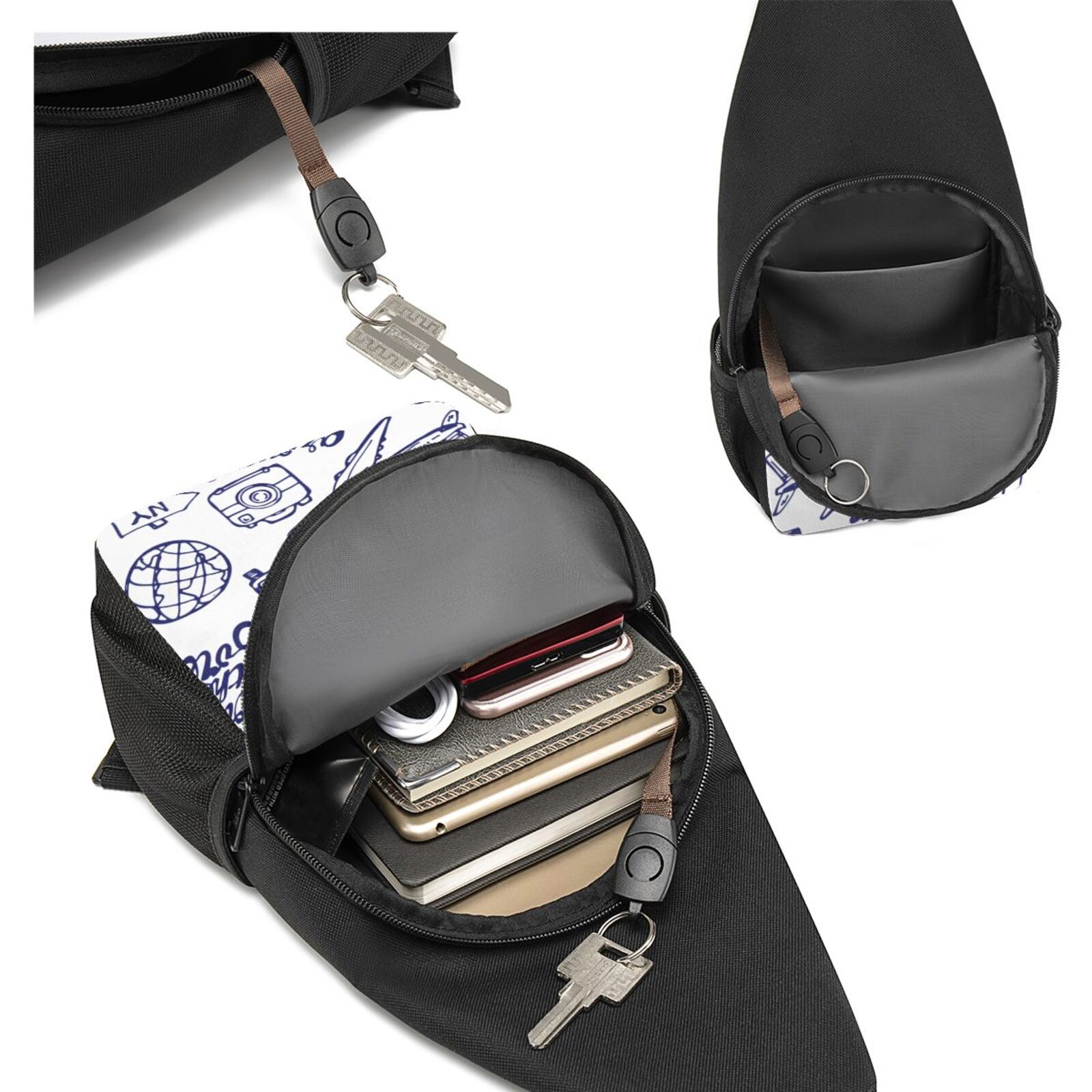 Xecao's World Travel2 Print Sling Bag: A Versatile Chest, Shoulder, and Crossbody Backpack for Casual Days Out, Perfect for Both Men and Women