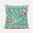 thumbnail image 2 of Pond Peacock Throw Pillow with Removable Cover in Light Blue Red Light Yellow 20x20, 2 of 8