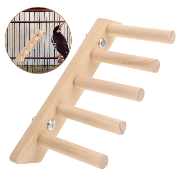 NIAIZEK Wooden Bird Perch Stand with Climbing Ladder for Cage, Multiuse Light Yellow Bird Accessory