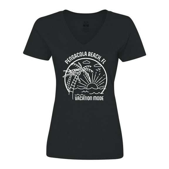 Inktastic Summer Vacation Mode Pensacola Beach Florida Women's V-Neck T-Shirt