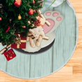 thumbnail image 5 of FMSHPON Easter Cute Bunny Spring Easter Colorful Eggs Teal Wood Wall Xmas Christmas Tree Skirt Stand Mat for Holiday Party Decoration Indoor Outdoor 36 inches, 5 of 6