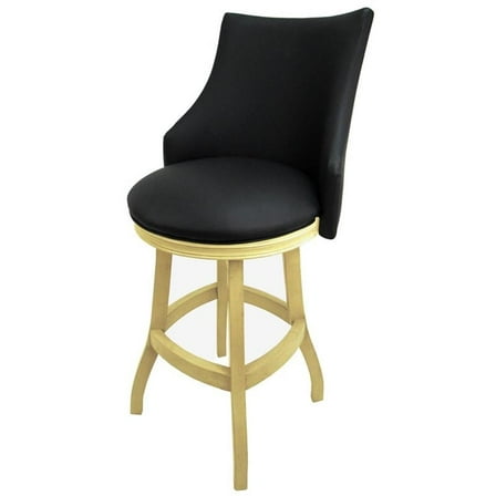 Tobias Designs Bellissima 30" Swivel Wood Bar Stool in Black/ Beige