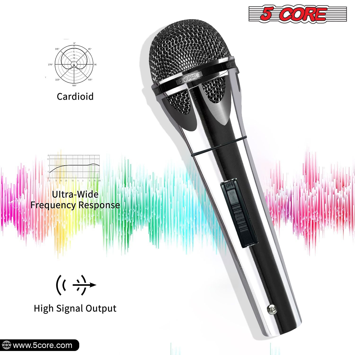 Microphone Dynamic Vocal Handheld Mic Cardioid Unidirectional Microfono w On Off Switch + XLR Audio Cable for Singing Karaoke Public Speaking & Parties - PM 817 CH