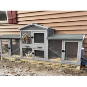 Aivituvin Chicken Coop Outdoor with PVC Bottom Layer Indoor Rabbit Hutch Wooden Bunny Cage Large Rabbit House with Run