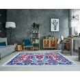 thumbnail image 2 of Ladole Rugs Turkish Vincenza Series Ornamental Design Abstract Runner Rug Carpet in Blue Red, 3x5 (2'7" x 4'11", 80cm x 150cm), 2 of 5