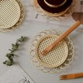 thumbnail image 4 of Aosijia 4 Pack Bamboo Woven Saucer Handmade Rattan Round Coasters Tray for Teacup Heat Resistant Reusable Saucers Cup Holder Spoon Holder Kitchen Utensil Rest, 4 of 12