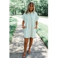 thumbnail image 4 of Casual and Trendy Mint Green Striped Mini Dress with Button Design - [ZhiHiMeRi] | (US 8-10)M, 4 of 12