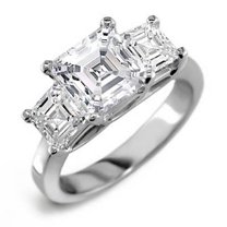 2 Carat Asscher Cut Past Present Future 3 Stone Diamond Ring