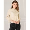 thumbnail image 3 of INSPIRE CHIC Blusa Panel De Encaje Cuello Simulacro Mangas 3/4 Para Mujer Beige XL, 3 of 6