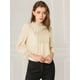 thumbnail image 3 of INSPIRE CHIC Blusa Panel De Encaje Cuello Simulacro Mangas 3/4 Para Mujer Beige XL, 3 of 6