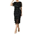 thumbnail image 2 of Lolmot Black Dresses for Women Elegant Round Neck Short Sleeve Dress Sequin Sparkle Glitter Dress Sexy Slim Party Club Dress, 2 of 5