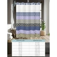 thumbnail image 6 of No Hook Cloth Fabric Shower Curtain with Snap in Liner, Boho Purple Waterproof Shower Curtains Set with See Through Top Window, Navy Geometric Stripes Tribal Black Bohemia Bath Curtains 54"x78", 6 of 6