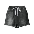 thumbnail image 6 of UDAUDU Women Denim Shorts 2026 Trendy High Waisted Drawstring Stretchy Comfy Jean Shorts Raw Hem Casual Summer with Pockets Gray 2XL, 6 of 7