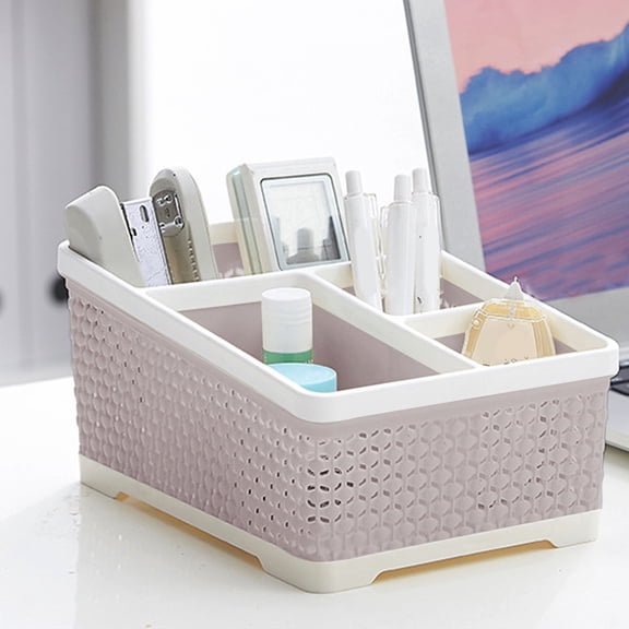 Countertop Bathroom Organizer, Multi-Compartment Desktop Storage for Makeup Brushes, Cosmetic Organizer, Cotton Swabs, Pads, Dental Floss, Pens, Office Supplies
