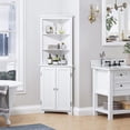 UTEX White Enclosed Large Bathroom Corner Cabinet, Free Standing ...