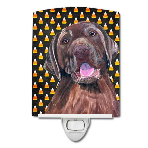 Caroline's Treasures SC9157CNL Labrador Chocolate Candy Corn Halloween Portrait Ceramic Night Light, 6x4x3", multicolor