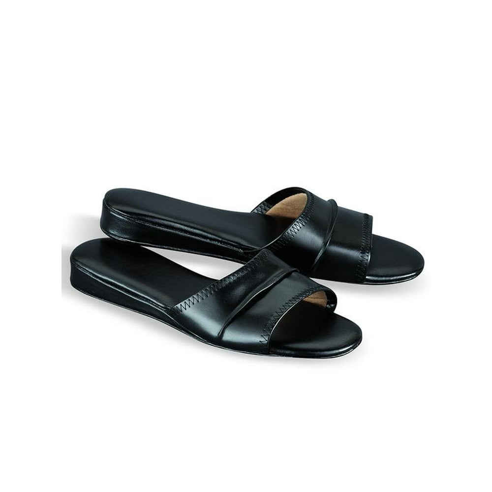 Collections Etc. - Classic Slip On Slippers - Leather Look - Walmart ...