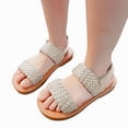 thumbnail image 3 of TOWED22 Girls Cute Heart Sandals Open Toe Summer Flats Dress Sandals Shoes White,11, 3 of 6