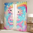 thumbnail image 2 of Manfei Kids Children Cartoon Axolotl Black Out Curtains,Kawaii Rainbow Curtains Pack of 2 (42x63 Each),Cute Stars Print Bedroom Curtains,Super Cozy Room Decor, 2 of 6