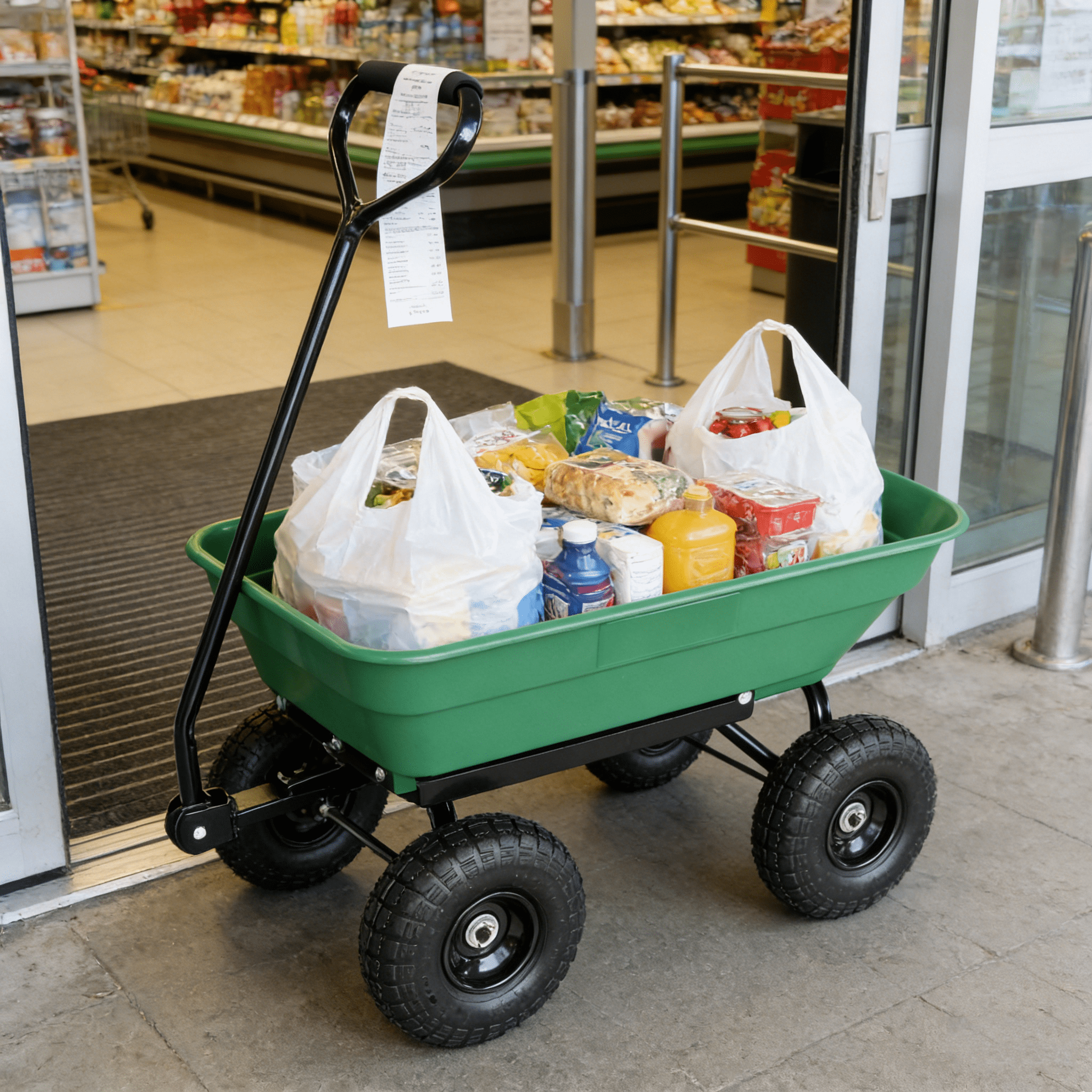 Folding Garden Carts Folding car Poly Garden dump truck with steel frame, 10 inches. Pneumatic tire, 300 lb capacity body 55L Green,Outdoor Garden Carts