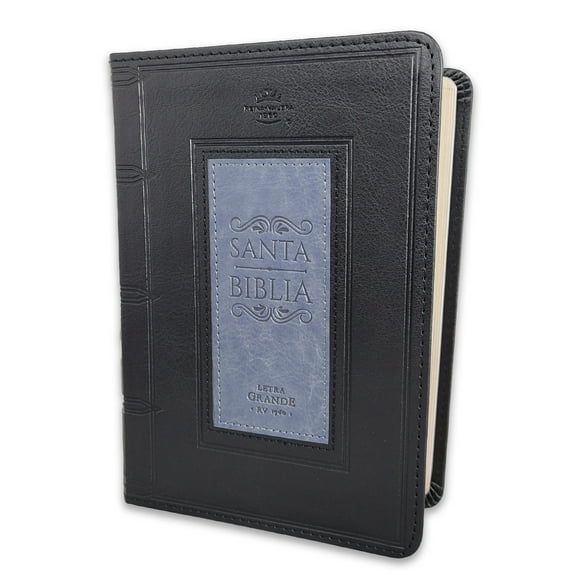 Biblia Portatil 12 puntos RV1960, imit piel negro y gris cuadrado