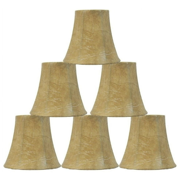 Urbanest Set of 6 Chandelier Lamp Shade 6-inch Bell Faux Leather Clip On