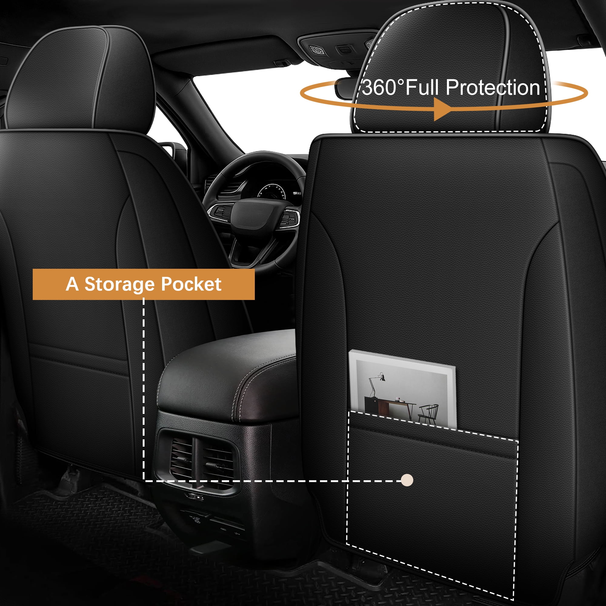 HQBQBUG Seat Covers Full Set for Toyota RAV4(Not for Hybrid) 2013-2025 Comfort Waterproof Leather Car Seat Covers Cushion Compatible Airbag(Grey,5 Seats)