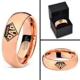 thumbnail image 4 of Tungsten Superhero Super Dad Emblem Symbol Band Ring 7mm Men Women Comfort Fit 18k Rose Gold Dome Polished, 4 of 4