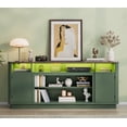 thumbnail image 3 of ANPOO 71" Fluted TV Stand for 75/80" TVs with LED Light and Power Outlet, Modern Entertainment Center with 2 Storage Cabinets & 6 Open Shelves, Wooden Media Console TV Stand for Living Room,Green, 3 of 9