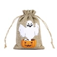thumbnail image 1 of Halloween Storage Drawstring Bags Linen Burlap Pouches for Festive Party Wrapping and Trick or Treating, 1 of 5