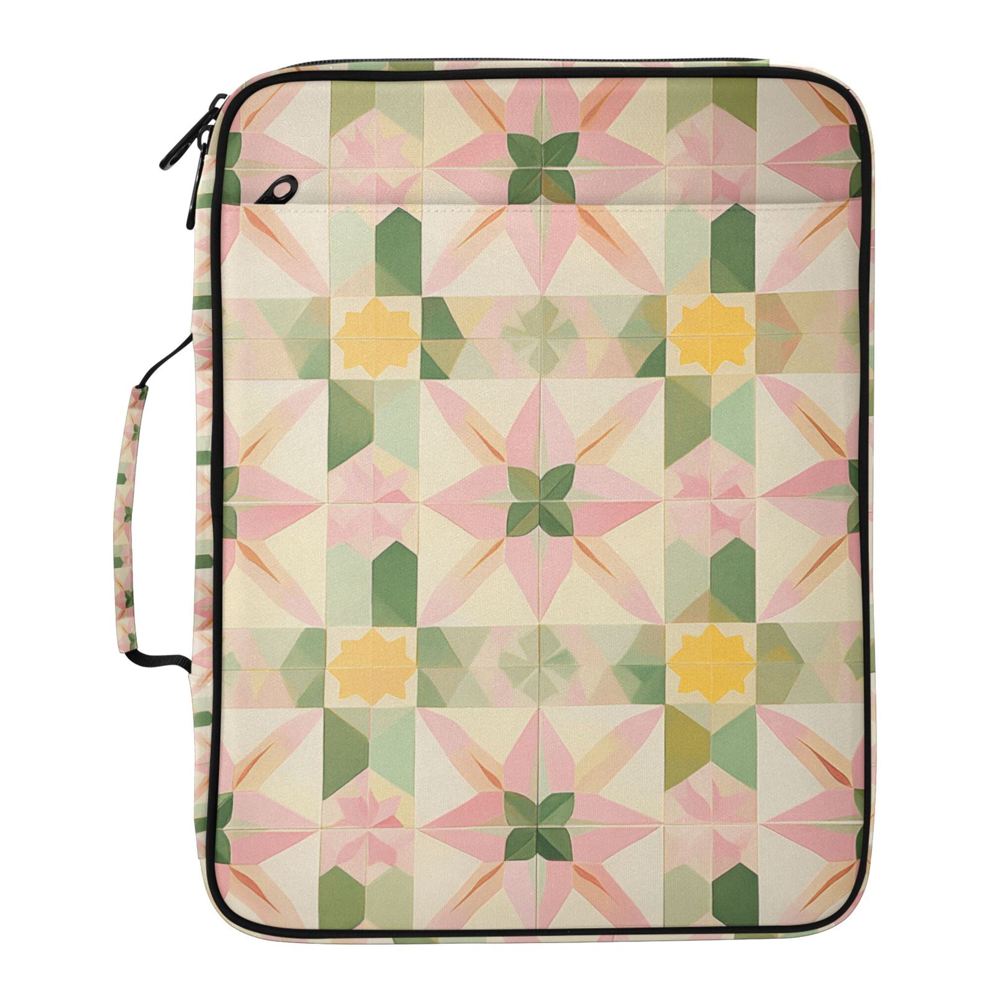 FORMRS Accordion File Folder A4 Size 7-Pocket Expanding Document Organizer Bag with 3 Ring Binder, Retro Pink Stars