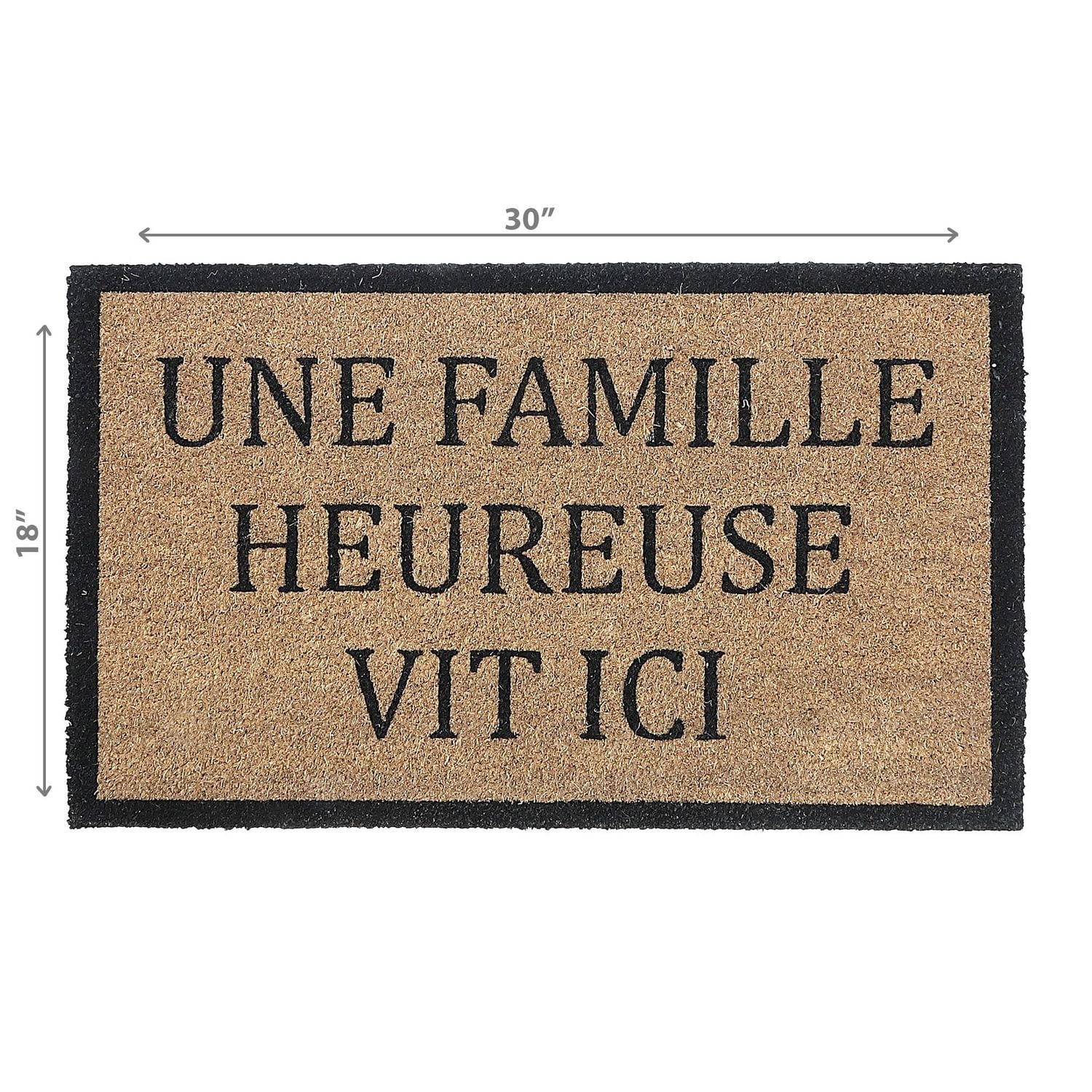 IH Casa Decor Natural Fibers Door Mat Une Famille Heureuse Vit Ici