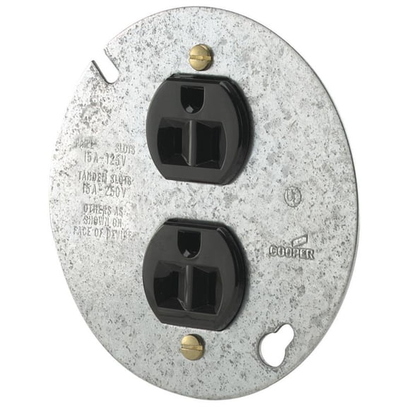 Cooper A12 869-BOX Straight Blade Duplex Receptacle, 125 V, 15 A, 2 Pole, 3 Wire, Brown