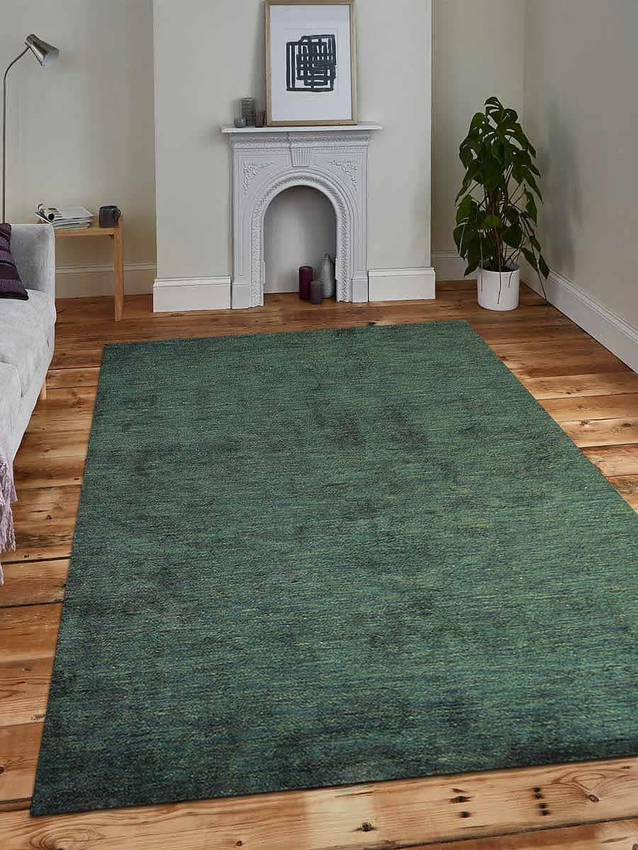 Rugsotic Carpets Hand Knotted Gabbeh Silk 8'x10' Area Rug Solid Dark