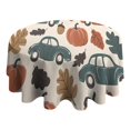 thumbnail image 4 of Trucks Pumpkins Fall Leaves Pattern Round Tablecloth 60" X 60",Wrinkle Wipeable Table Cloth for Kitchen Dining Room Picnic Patio Party, 4 of 5
