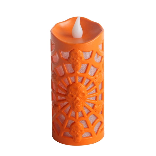 Less Than 5 Desktop Ornament Halloween Pumpkin Candle Lights Halloween Orange Flameless Candle Lights LED Lights Festive Decorative Lights for Halloween Party