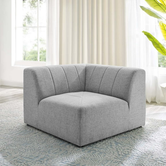Modway Bartlett Upholstered Fabric Corner Chair in Light Gray