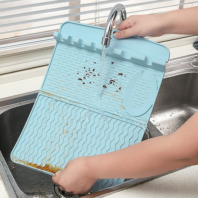 Foldable Dish Drying Mat Heat Insulation Space-Saving Insulated Soft Rubber  Protector Sink Mat Table Kitchen